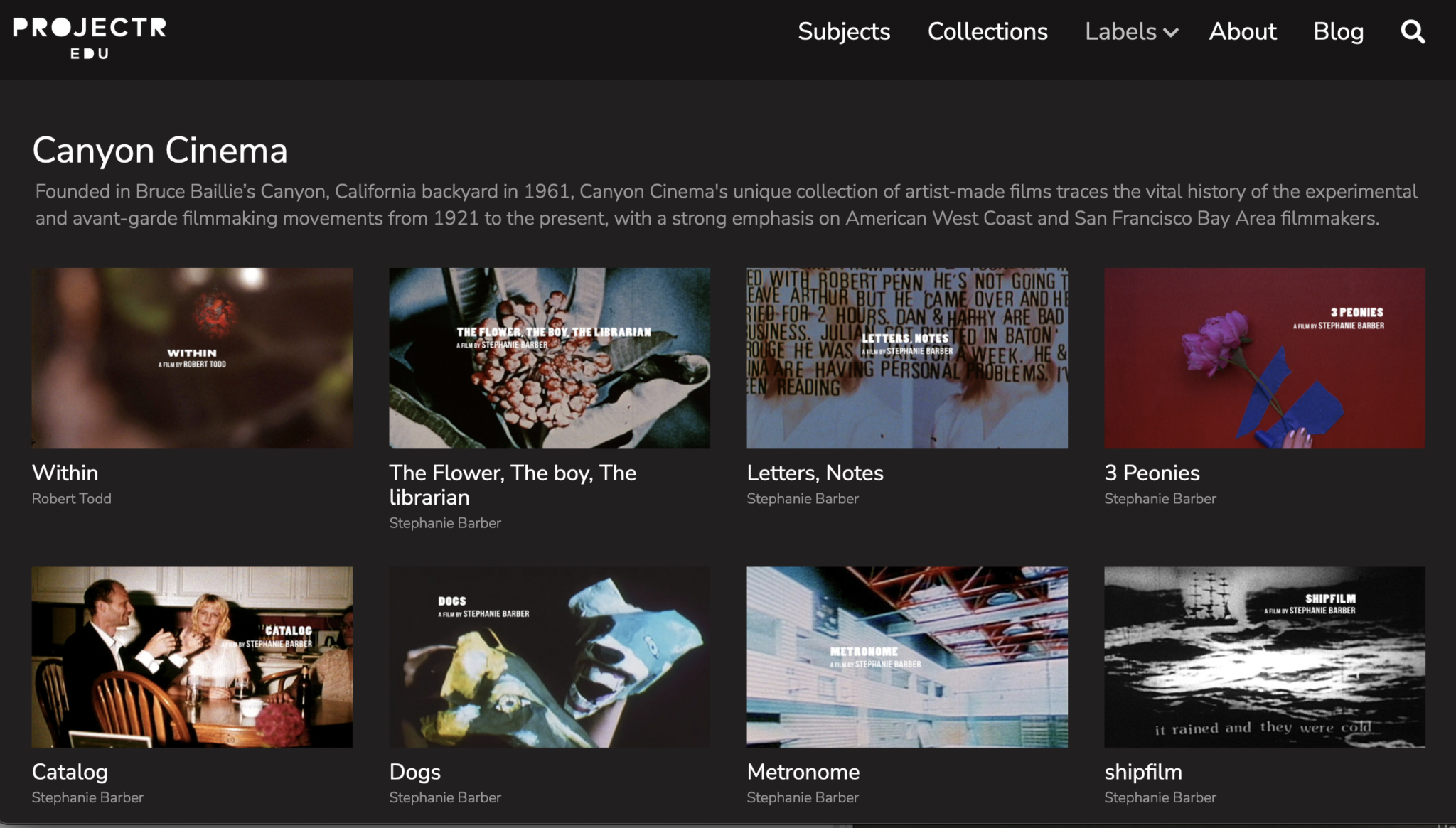 Canyon Cinema Announcing New Streaming Partnership with Projectr EDU